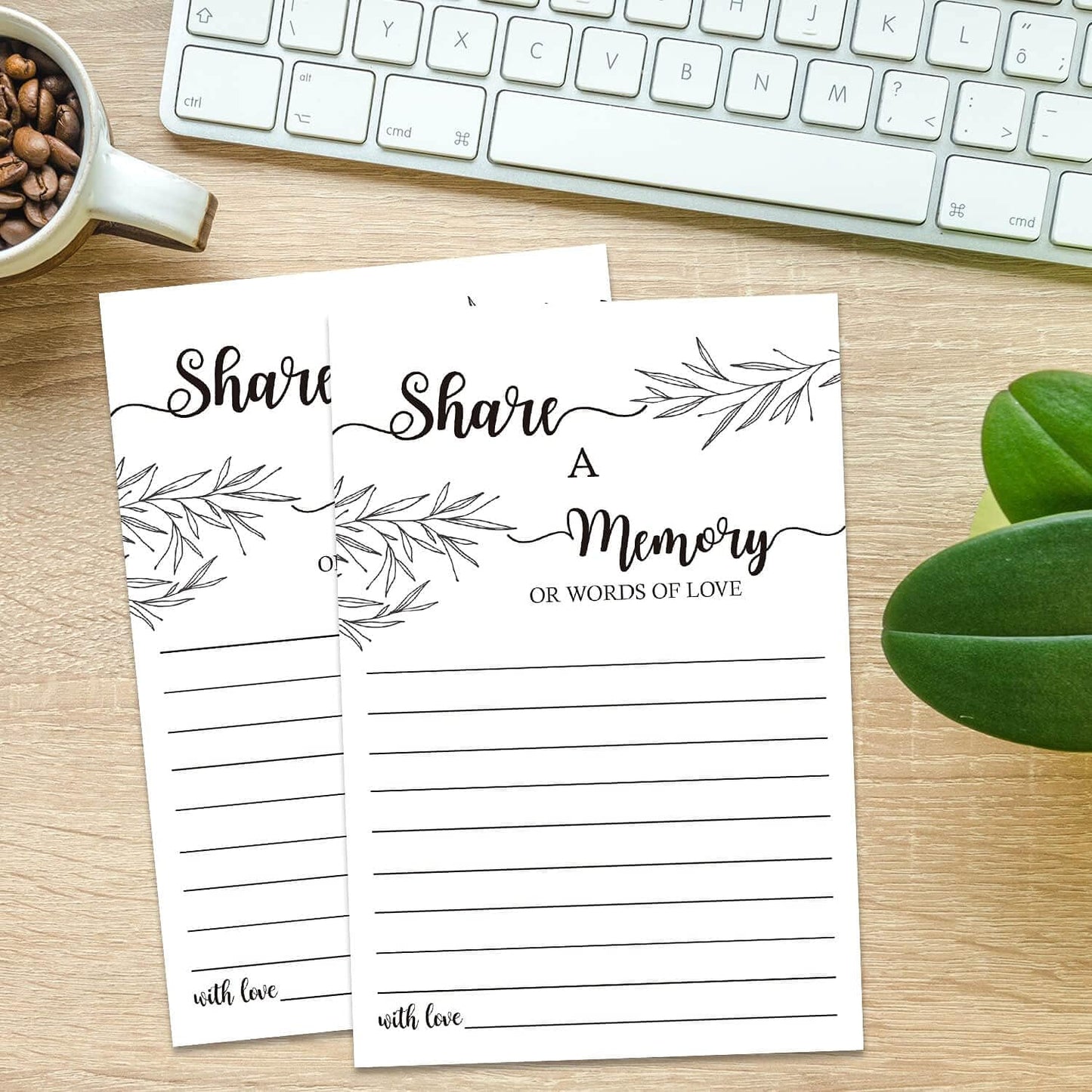 Share a Memory Card, Memorial Cards for Celebration of Life, Funeral Guest Book, 4x6 Inch, 50 Pack