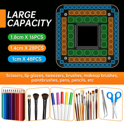 HESHUYU Rotating Paint Brush Holder 92 Holes and Large Compartment 360° Spinning Acrylic Paintbrush Holder Organizer Artist Brush Holder Watercolor Brush Stand Rack