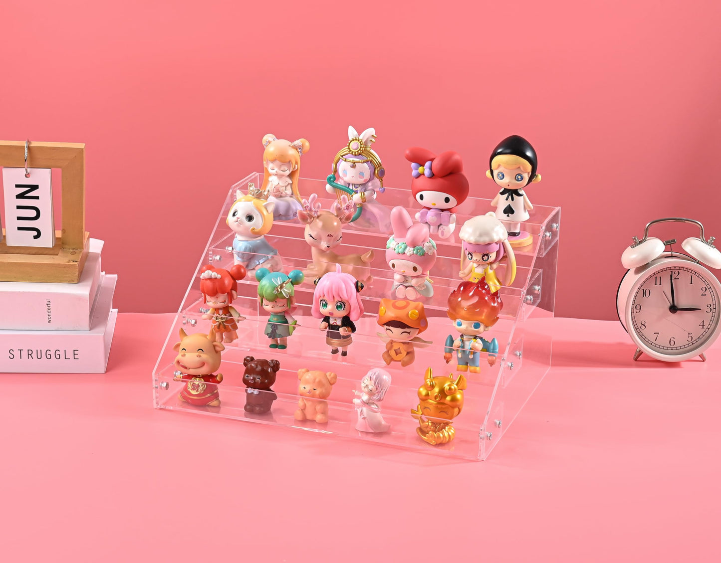AISIDERK 12" Acrylic Riser Display Stands - 4 Tier Clear Acrylic Display Shelf, Double Sided Usable, Makeup Organizer Perfume Organizer, Acrylic Shelves for Funko Pop Figures , Cupcake, Candy Food