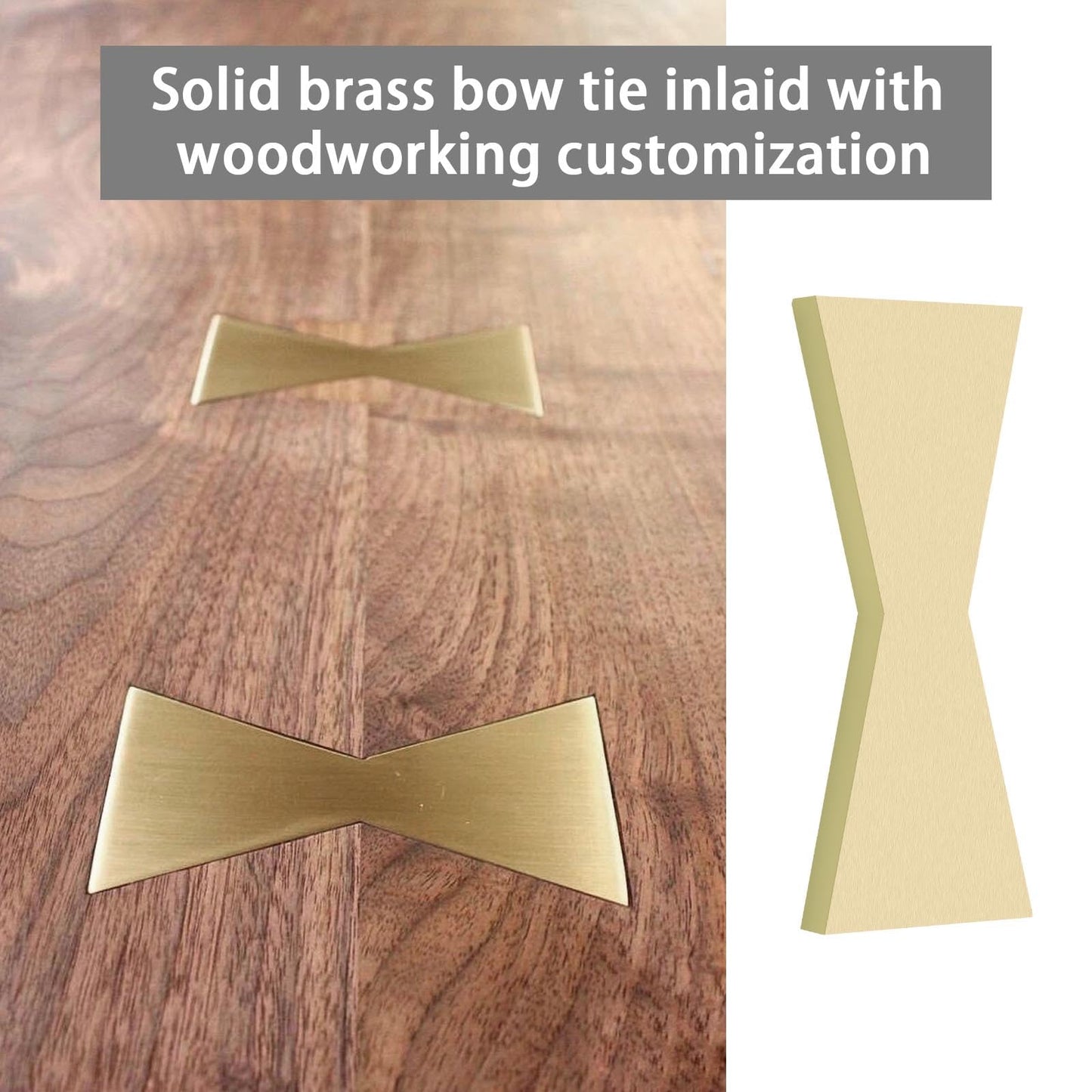 Create idea Solid Brass Bow Tie 50mmx20mmx4mm Slot Cutting Wood Bow Tie Professional Butterfly Inlay Bowtie Inlay Butterfly Inlay for Bowtie Inlay Wood Working, HP736-AW
