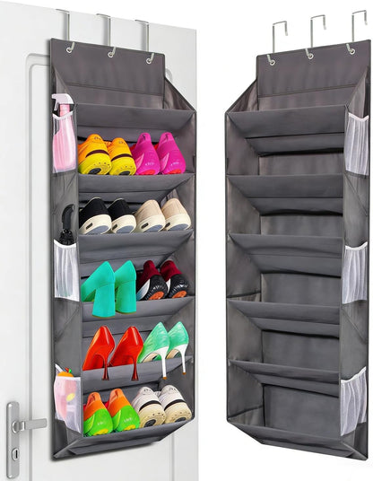 12 6 6 50lbs Closet, (1 Pack) Over the Door Shoe Rack Organizer Hanging Storage for Pairs of Shoes, Mesh Pockets + Deep