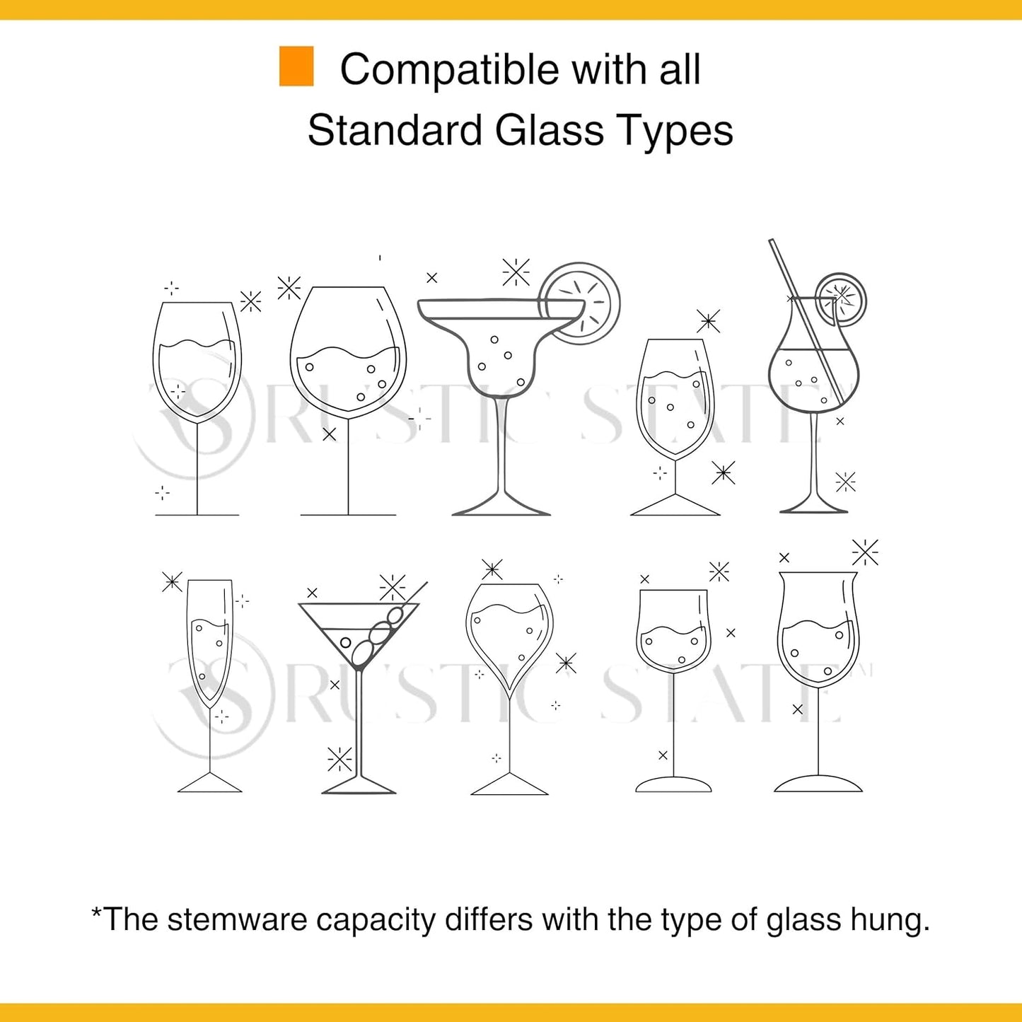 Rustic State Vigo 4 Sectional Adjustable Wood Under Cabinet Wine Glass Holder - 12 Wine Glass Storage - Mahogany