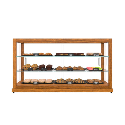 KoolMore 44 in. Horizontal Light Wood Countertop Dry Bakery Display Case, Large Bread, Pastry and Dessert Display with Tempered Glass