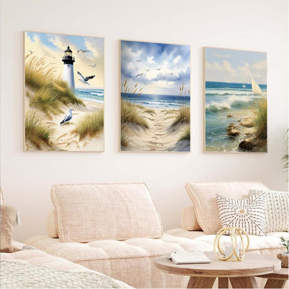 uuxsretaio 6 Pack Paint by Numbers Kits for Adults Beginners, Beach Paint by Number Kits on Canvas, DIY Acrylic Oil Painting Kits with Brushes for Home Wall Decor (8x12 inches Without Framed)