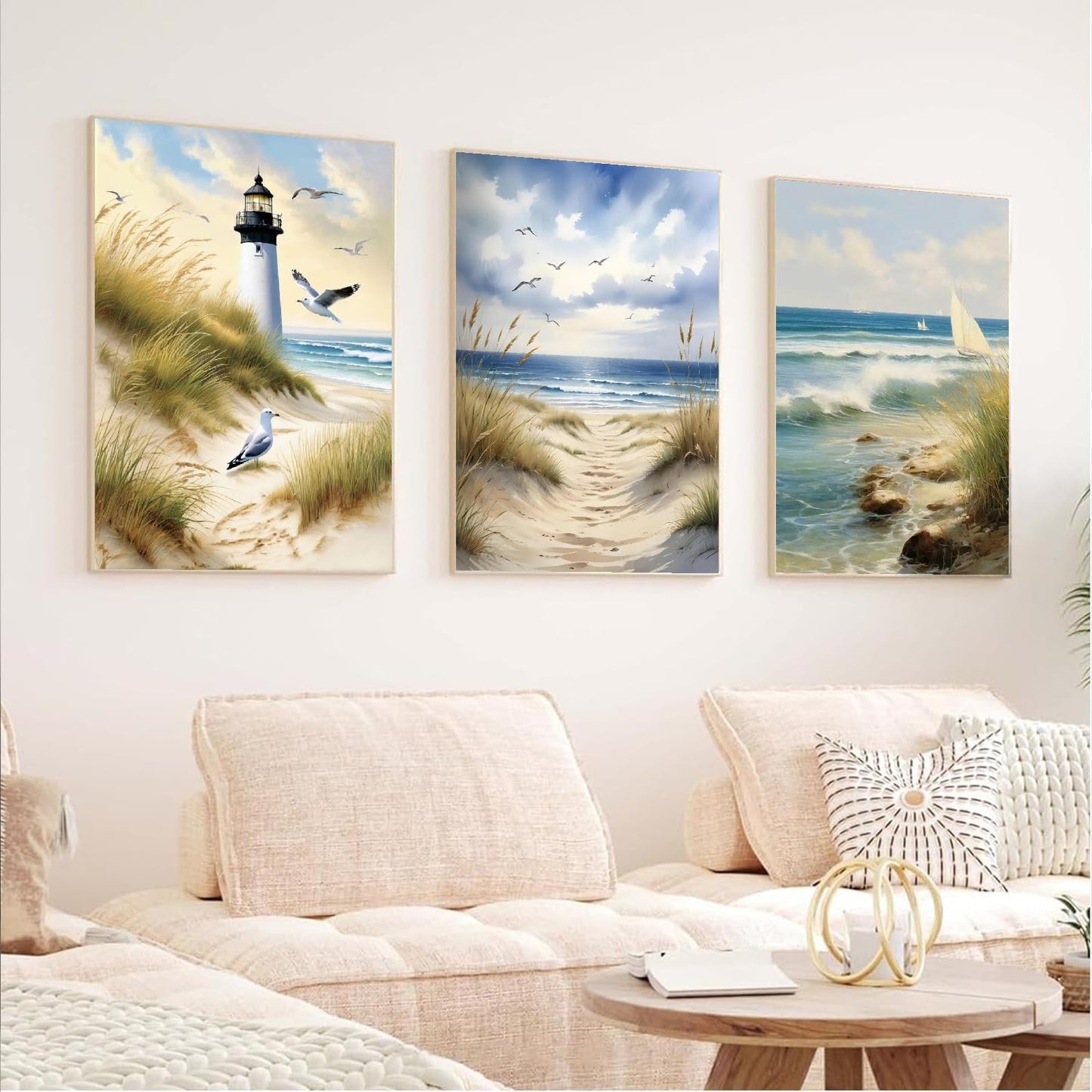 uuxsretaio 6 Pack Paint by Numbers Kits for Adults Beginners, Beach Paint by Number Kits on Canvas, DIY Acrylic Oil Painting Kits with Brushes for Home Wall Decor (8x12 inches Without Framed)