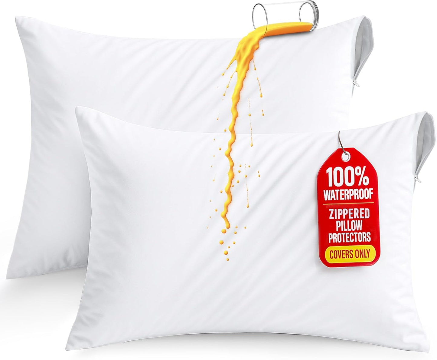 Utopia Bedding King Size Pillow Protectors - Ultra Soft, Waterproof & Bed Bug Proof Encasements (Set of 2)