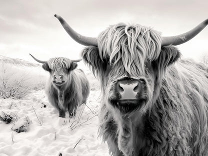 DIY 5D Diamond Art Painting Art Black White Highland Cow Full Drill Square Diamond Art Painting by Number Kits for Adults and Crystal Cross Stitch for Home Wall Decoration Gift 40x50CM/16x20IN