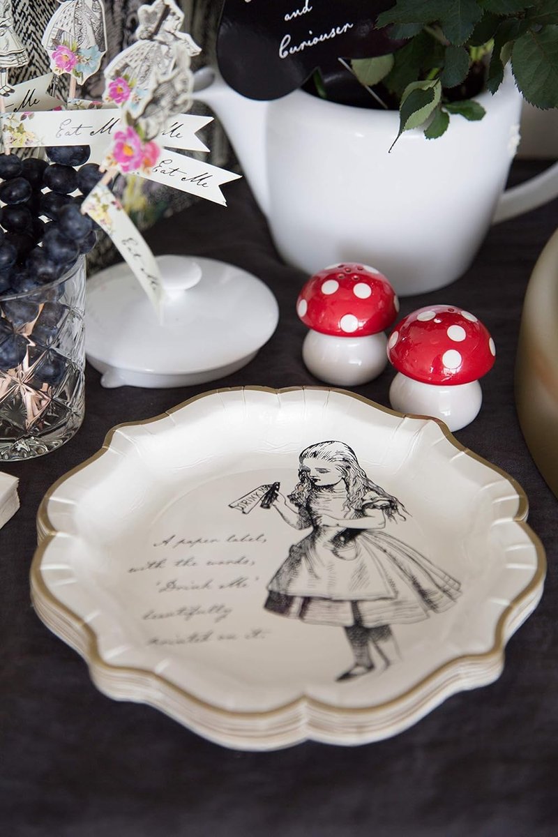 Talking Tables 144 x Alice In Wonderland Themed Disposable Paper Plates, Bulk Pack, Mad Hatter Tea Party Table Decorations Birthday, Baby Shower, Cream Tea, Mother’s Day, Wedding – Size 9’
