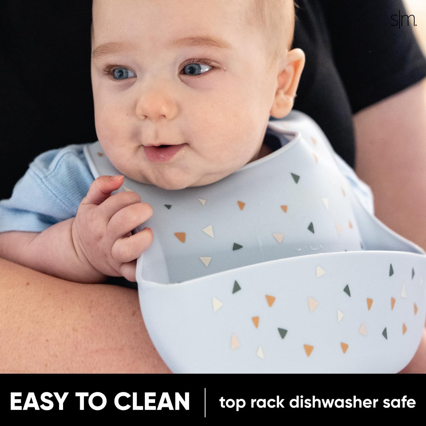 Simple Modern Silicone Bib for Babies, Toddlers | Lightweight and Durable Baby Bibs for Eating with Food Catcher Pocket | Soft Silicone with Adjustable Fit | Bennett Collection | Trains