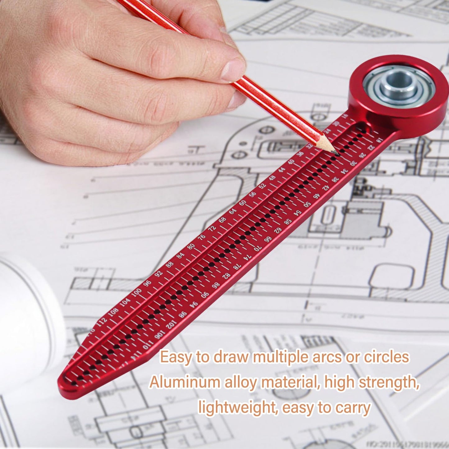 YWBL-WH Woodworking Compass Scriber, 360 Degree Rotating Circular Drawing Tool, Aluminum Alloy, Carpenter Gauge