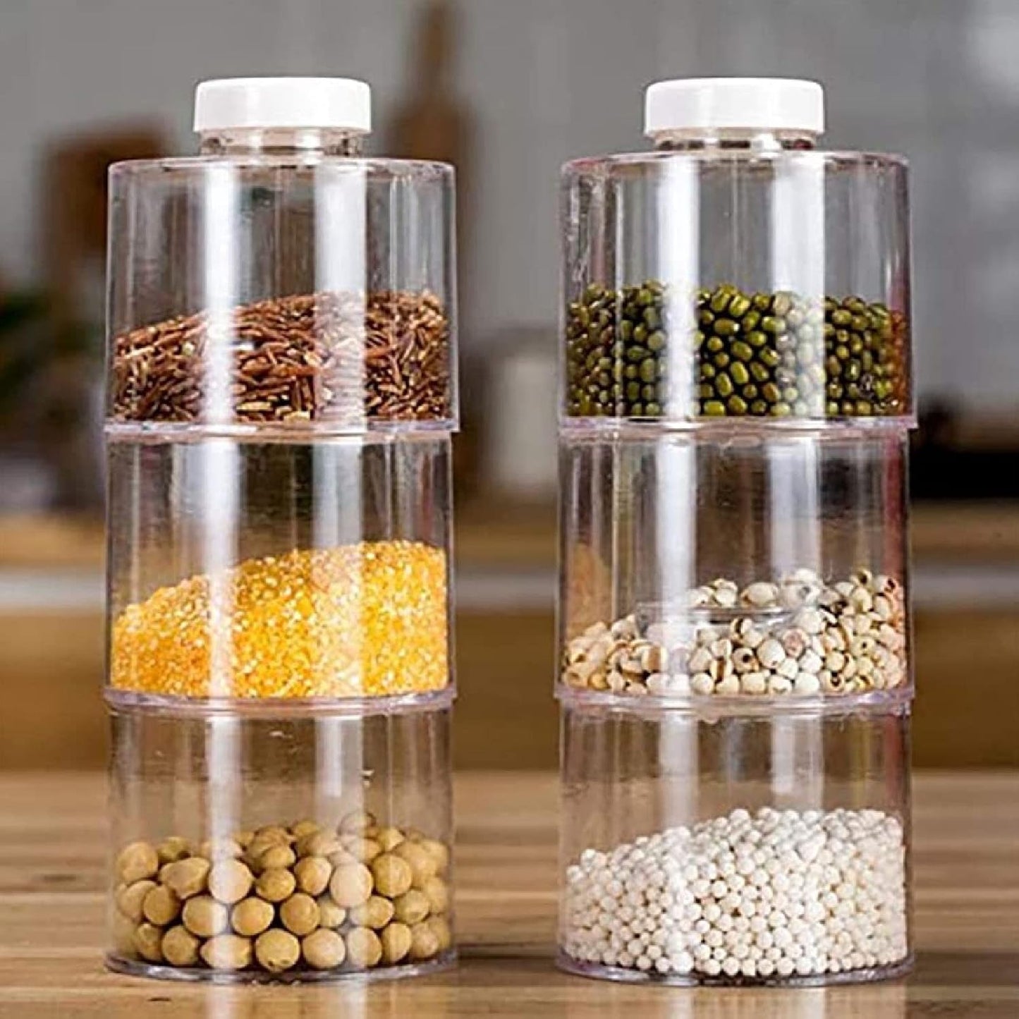 Atyhao Portable Spice Rack, Transparent Spice Storage Box, 6pcs Stackable Seasoning Pot for Kitchen