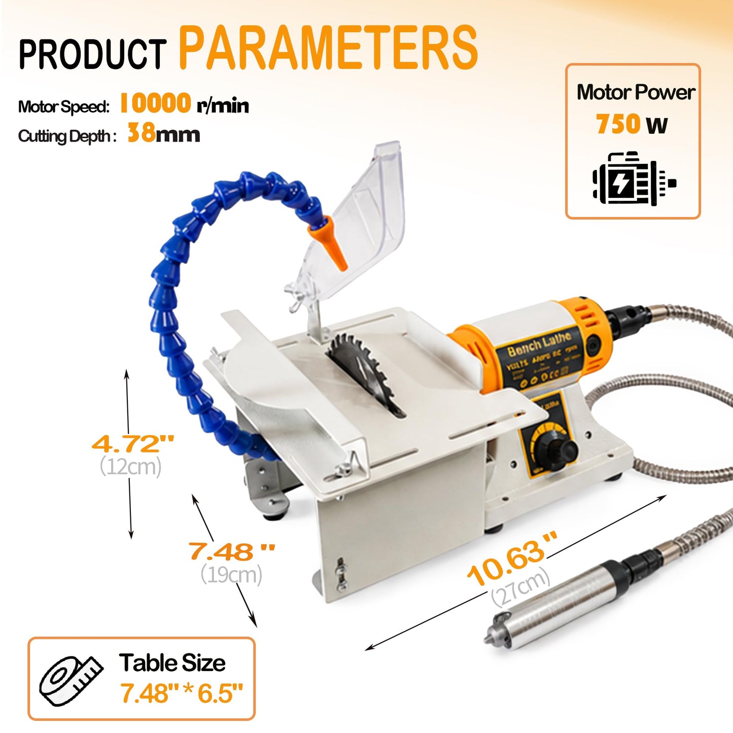 Lapidary Saw Machine for Crafts Multifunctional Lapidary Equipment 110V 750W Wet Saw Mini Table Kit for Cutting Rock & Polishing Jewelry Gemstone Woodworking Carving