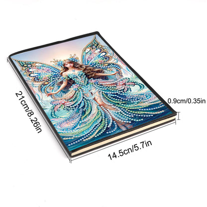 JISHSHAY 2 PCS Diamond Art Notebook Journal Fairy Elf Diamond Painting Note Book Gem Art Sketchbook Mosaic Kits for Adults Diary Gem Painting Leather Journal A5 Notebook with Special Shaped Drills