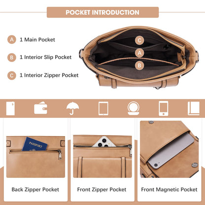 Roulens Crossbody Bags for Women,Multi Pocket Crossbody Purses Vegan Leather Shoulder Handbags Travel Purse Adjustable Strap