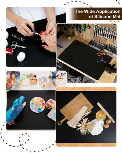 Silicone Crafting Mat for Artists, 32"x24"x1.2mm Large Nonstick Art Sheet for Resin Craft, Jewelry Casting, Acrylic Painting, Clay Work, Heat Resistant Desk Protector and Placemat | Black
