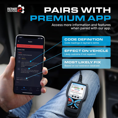 BLCKTEC 420 Bluetooth OBD2 Scanner Diagnostic Tool - Vehicle Code Reader for Car - Clears Check Engine Light - Comes with Premium OBD App On IOS & Android - Works For All Cars 1996 & Newer