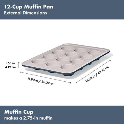 OXO Good Grips Non-Stick Pro Ceramic Coated Metal Bakeware 12 Cup Muffin Pan – Storm Blue