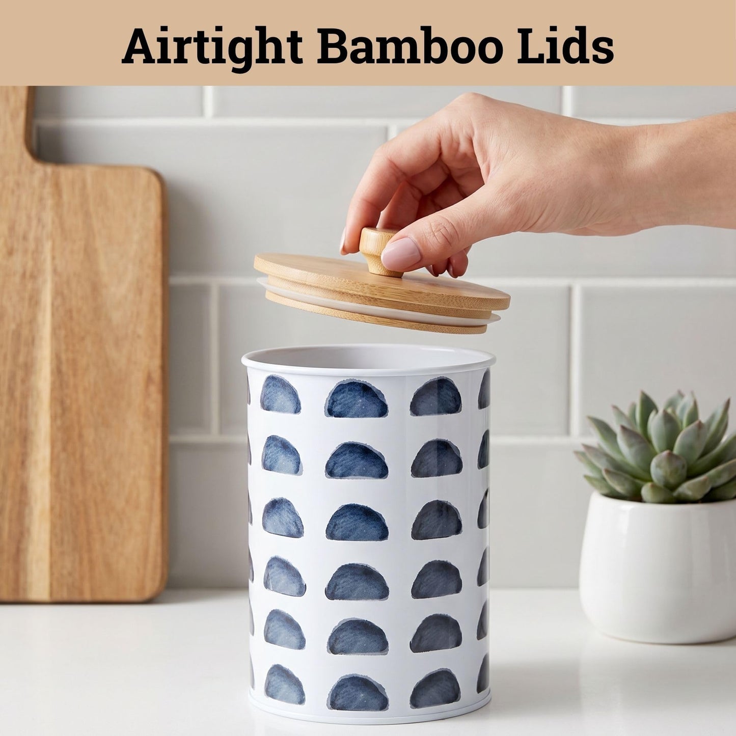 Kitchen Canisters for Countertop Set of 4 - Patterned Iron Kitchen Canisters with Airtight Lids - Flour Sugar Canister Set - Flour and Sugar Containers Farmhouse - Coffee Jar for Counter - White Jar