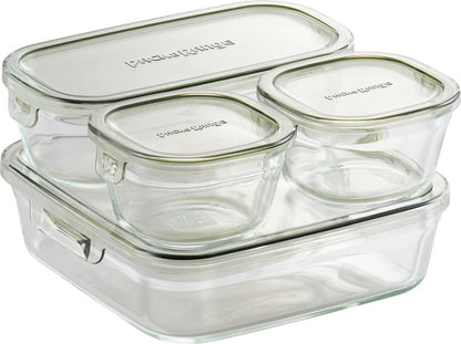 iwaki PC-PRN4G42 Heat Resistant Glass Storage Container, Olive Green, System Set, Mini Pack & Range