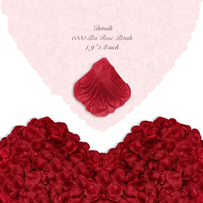Pyrrhiax 2000 Pcs Rose Petals, Artificial Flower Petals Fake Rose Petals for Romantic Night,Wedding,Proposal Anniversary Flower Decorations(Dark Red, 2000pcs)