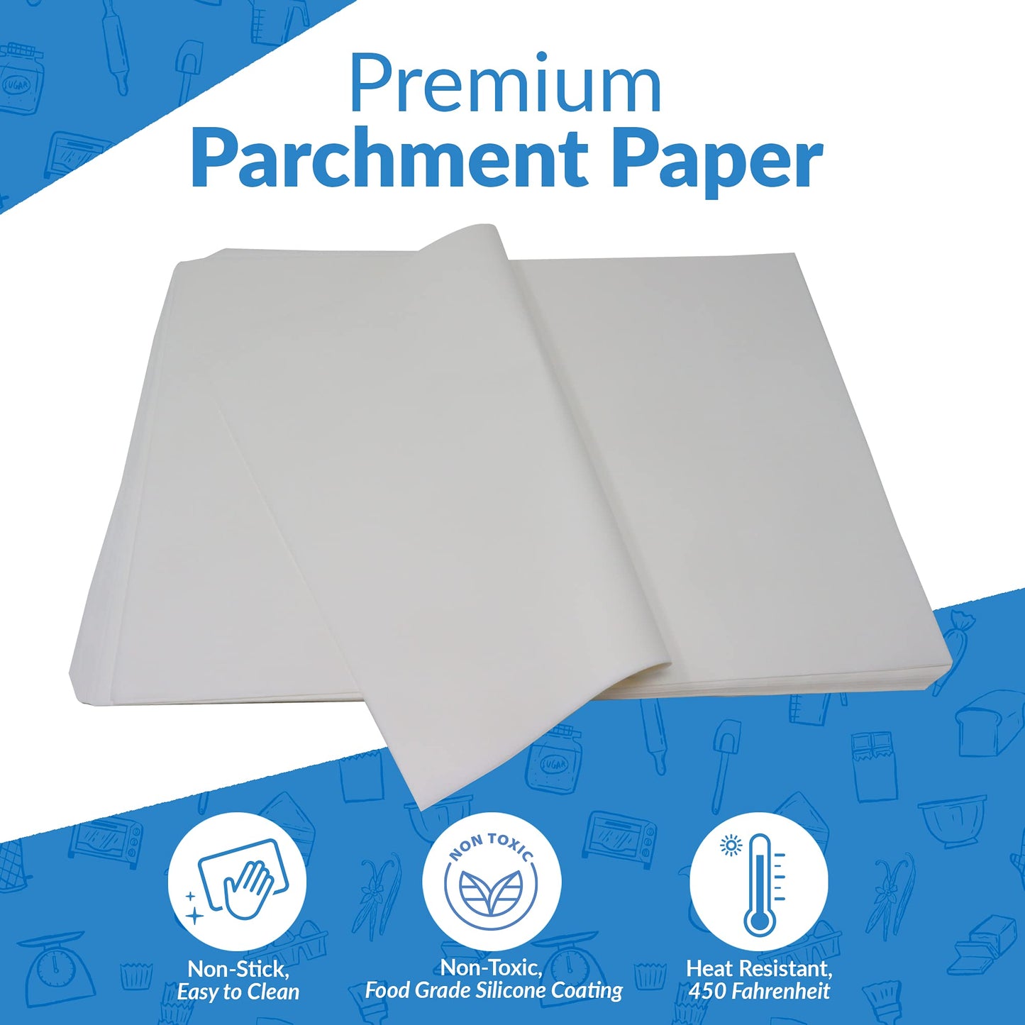 Reli. 500 Pcs Parchment Paper Sheets, 12x16 in. | White, Non-Stick, Pre-Cut Pan Liners | Baking, Air Fryer, Grilling