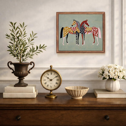 FOPENEM Modern Western Folk Art Horse Diamond Painting Kit for Adults Beginners 9.8x11.8 Inch, Abstract Whimsical Equestrianism Gem Diamond Painting Art Kits for Home Wall Decor