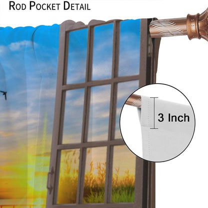 Lakeside Landscape Curtains, Rustic 3D Scenery Prints Window Treatments Drapes for Bedroom Living Room 42x45in