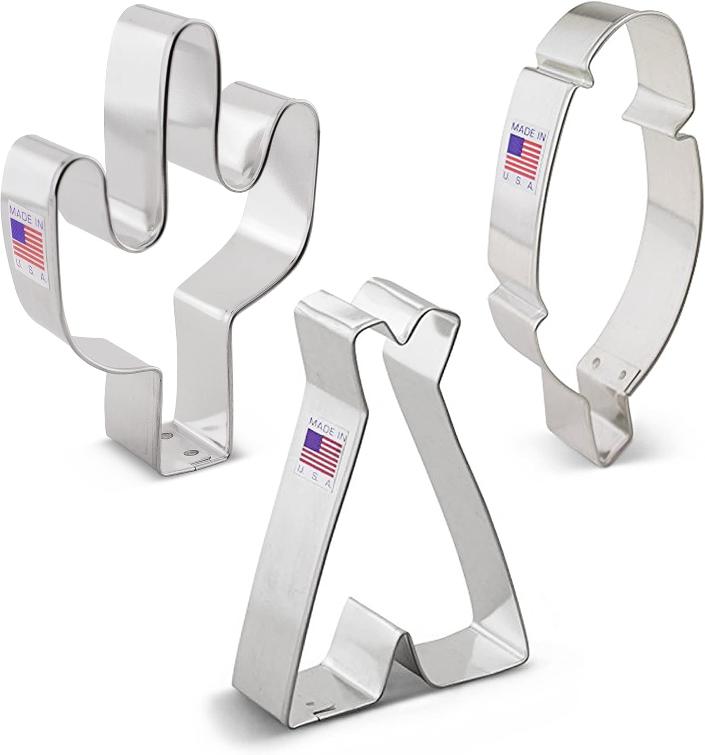Ann Clark Southwest Cookie Cutter 3-Pc Set, Cactus, Teepee, Feather, Made in USA