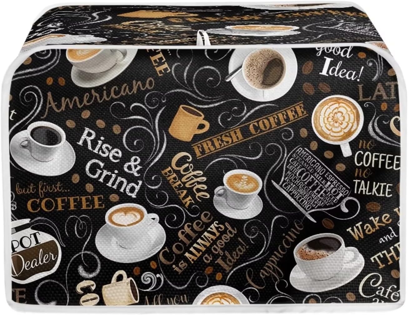 AFPANQZ Coffee Print Kitchen Toaster Covers, Universal 4 Slice Bread Toaster Cover, Stain Resistant Dustproof