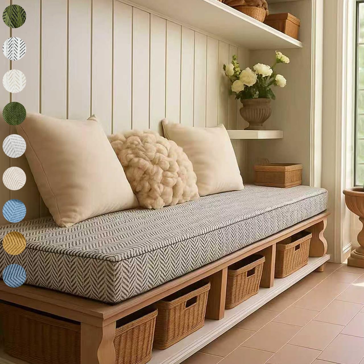 75D Custom Size Bench Cushion, Custom Bench Cushions for Indoor Furniture, Foam Furniture Window Seat Cushion