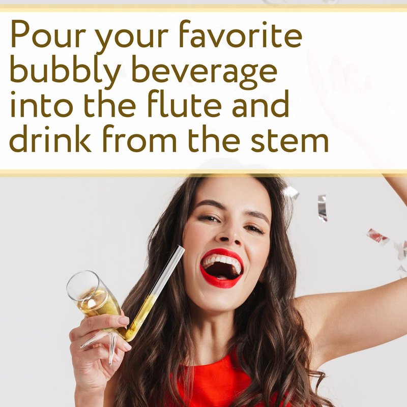 IMPRESA 10 Pack Champagne Shooter Plastic Glass Set - Champagne Glasses with Stands - Bachelorette Party Favors - Reusable Champagne Shooter Gifts for Bubbly Lovers - Champ Shooters
