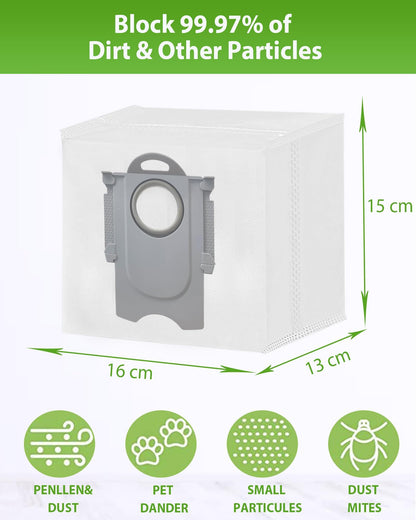 12 Pack Q10 Vacuum Bags Replacement for Roborock Q10 S5 plus, Q8 Max+, Q7 Max+, Q7+, Q5 Max+, Q5+, Q5 Pro+, S7 Max Ultra, S7 MaxV Ultra, S8 Pro Ultra, S8 Robot bags, 3L Large Capacity Disposable Bag