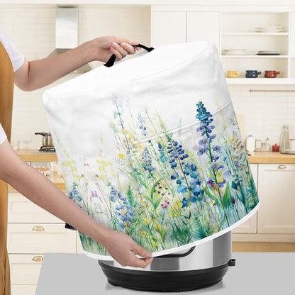 Watercolor Floral Dust Cover for Air Fryer, Kitchen Appliance Cover with Pocket and Top Handle, 6 Quart