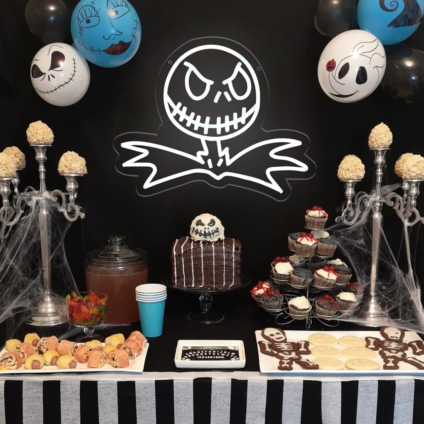 DAOXUZO Jack Skellington Neon Sign, Dimmable Light Up Skeleton Hanging USB Powered for Wall Decor, Living Room, Bedroom, Game Room Decor, Birthday Halloween & Christmas Gifts 15.1 * 12.2 inch