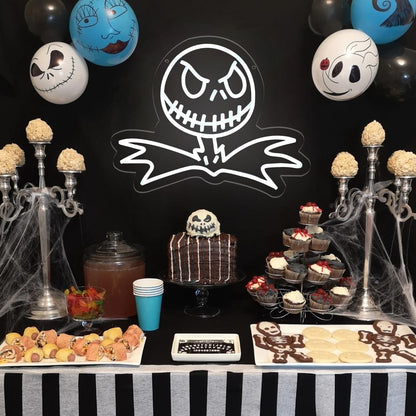 DAOXUZO Jack Skellington Neon Sign, Dimmable Light Up Skeleton Hanging USB Powered for Wall Decor, Living Room, Bedroom, Game Room Decor, Birthday Halloween & Christmas Gifts 15.1 * 12.2 inch