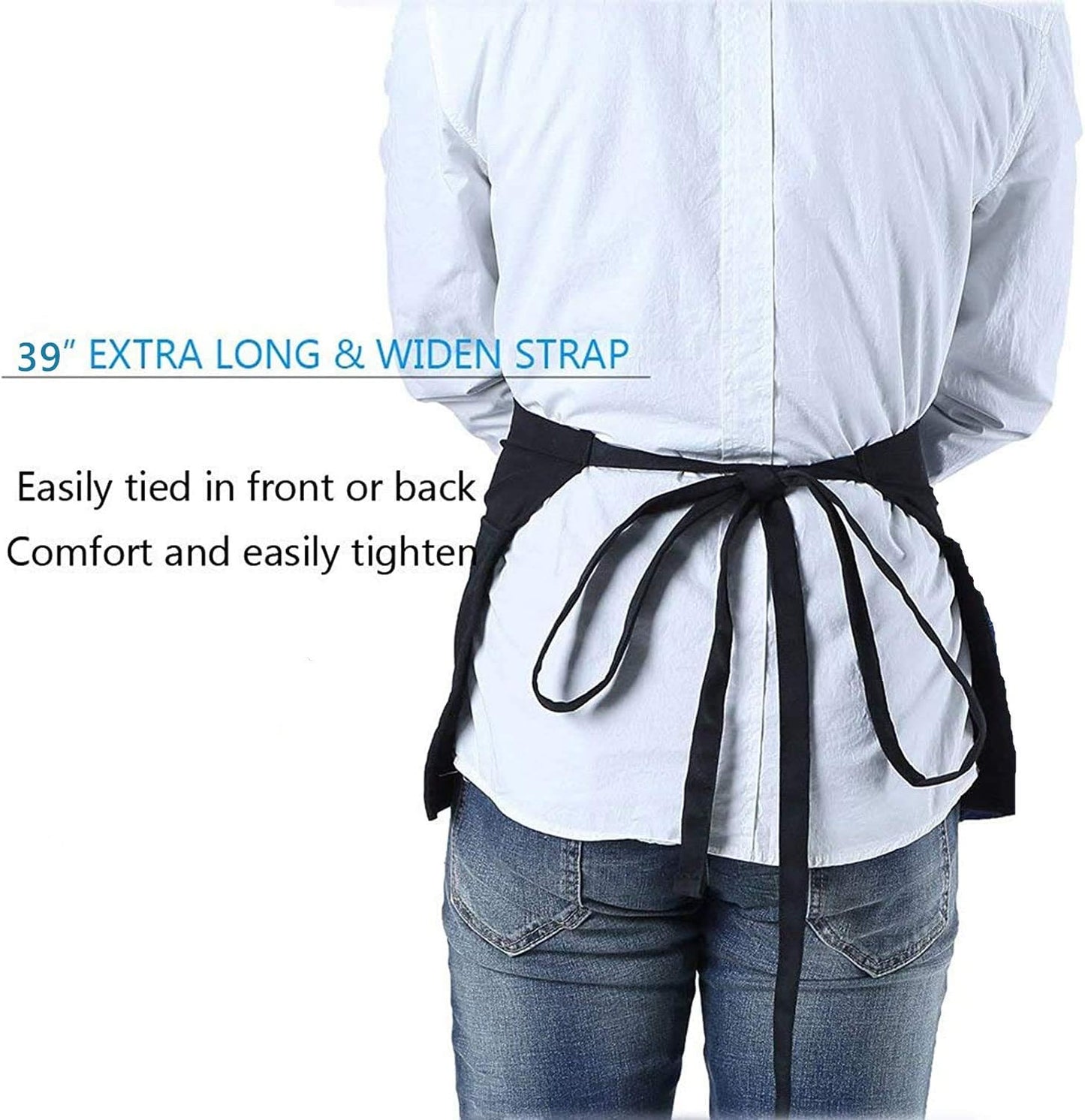 Waist Apron for Teachers with 3 Pockets, Half Black Apron, Perfect Gift for Teachers