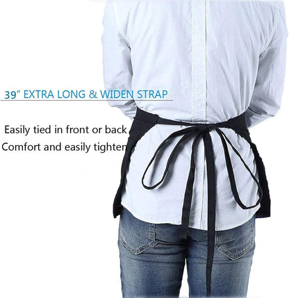 Waist Apron for Teachers with 3 Pockets, Half Black Apron, Perfect Gift for Teachers