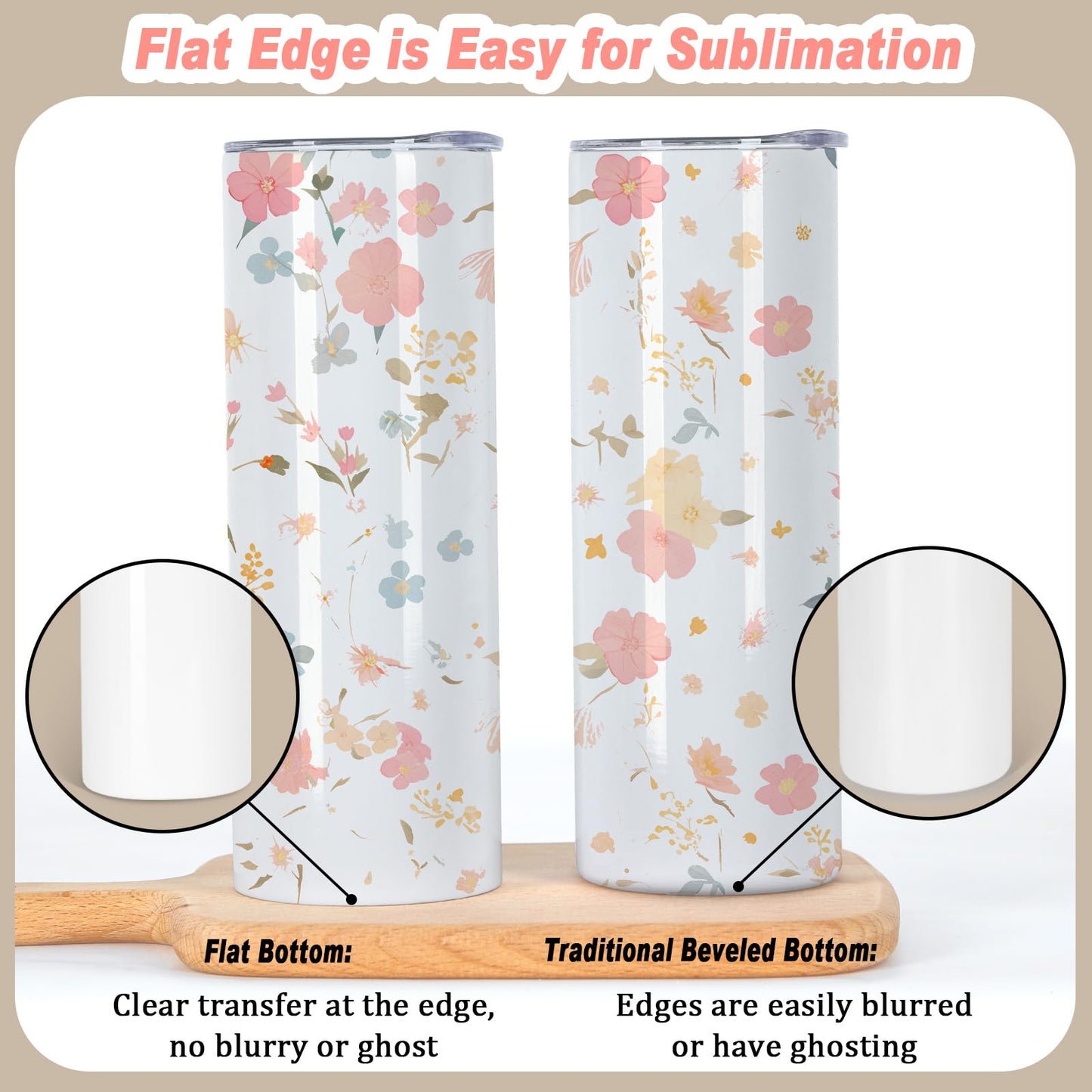 Muwnrol 50 Pack 20 Oz Sublimation Tumblers Bulk, Stainless Steel Double Wall Vacuum Insulation Cup, Sublimation Cups with Straw, Individually Box (Flat Edge)