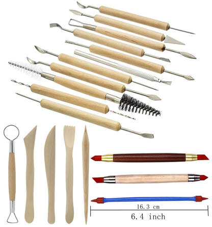 Augernis Pottery Sculpting Tools 32PCS Ceramic Clay Carving Tools Set for Crafts Polymer Clay Club,Dotting,Modeling,Shaping Trimming,Hobbyists,Artists