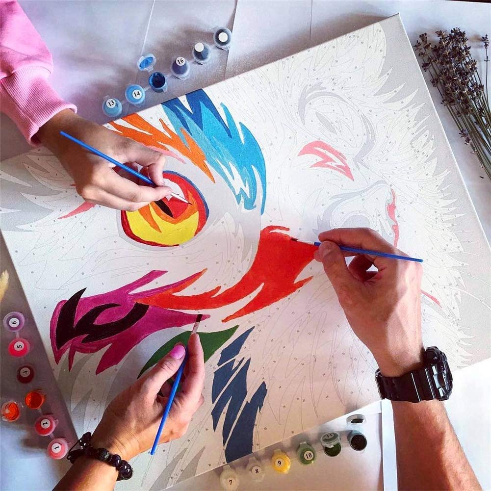 Komking Paint by Number for Adults Kids Beginner, Paint by Numbers Kits on Canvas Painting Kits for Art Crafts Gift, Colorful Lion 16x20inch