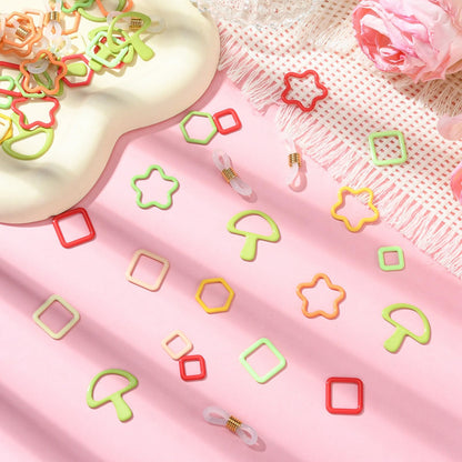 Gythara 60 pcs Iron Knitting Tool Crochet Locking Stitch Markers Holder with Eyeglasses Rubber Loop Stopper Ends for DIY Jewelry Crocheting Knitting Craft Bag Findings