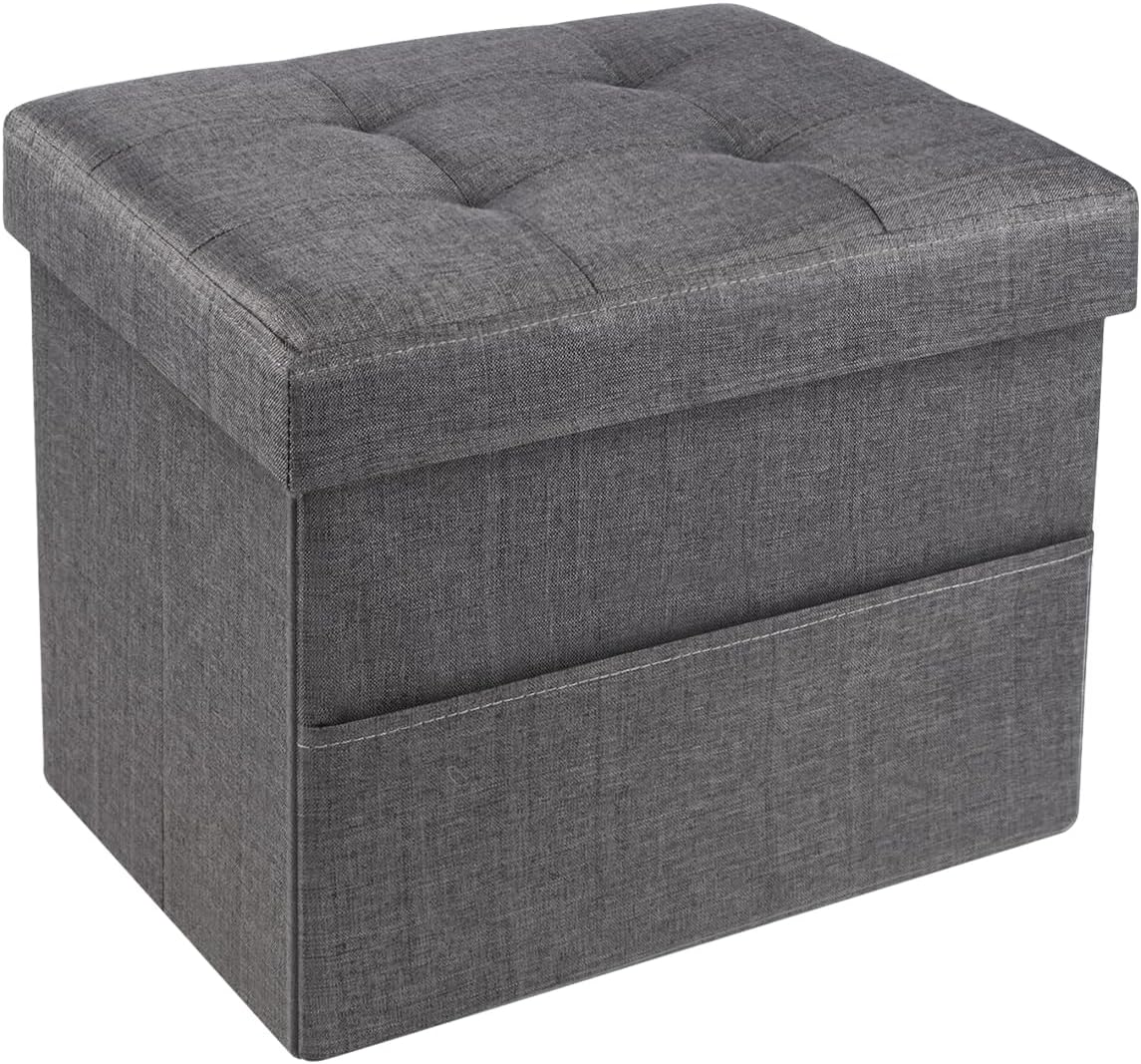 DIDIBIRD Room,Bedroom,Office,Dorm,287 lb Capacity,17x13x13in,Grey Storage Ottoman,Folding Ottomans with Storage,Linen