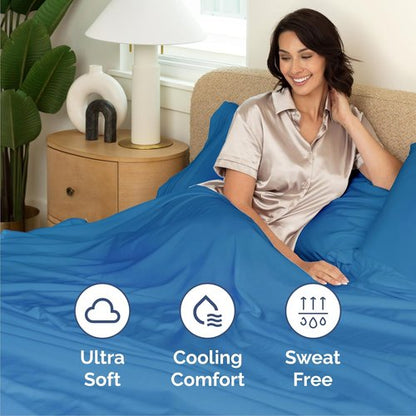 Cal King Size 4-Piece Sheet Set | Skiennix Comfy Breathable Cooling Bed Sheets - Luxury Royal Blue, Deep Pockets, Soft & Wrinkle-Free