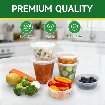 Dealusy 50 Set 32 oz Deli Containers with Lids, Leak-Proof BPA Free Plastic Take Out Bowls, Food Storage Containers for Takeout Meal Prep Storage, Freezer, Microwave & Dishwasher Safe