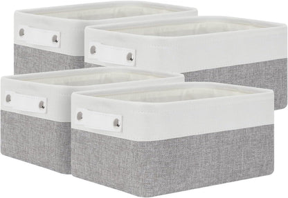 Bidtakay Small Storage Baskets [4-Pack] Fabric Bins for Baby Organizer Shelf Nursery Storage Collapsible Bins