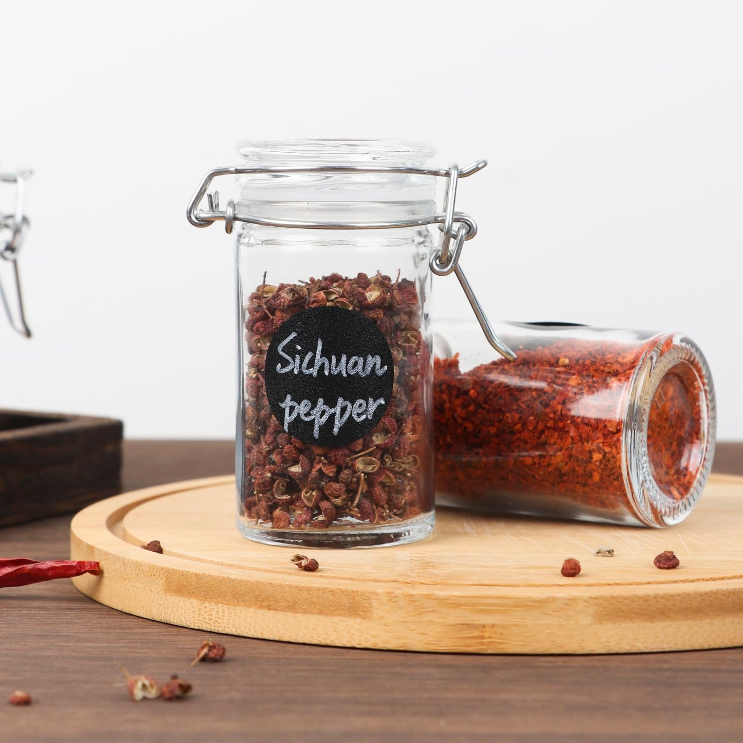 Homelike Style 2.3 oz Small Glass Stash Jars with Labels, 12 Pack Mini Spice jars with Airtight Seal, Empty Spice Bottles with Silicone Rubber Gasket for Herb Tea Seasoning Storage