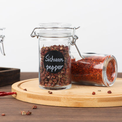 Homelike Style 2.3 oz Small Glass Stash Jars with Labels, 12 Pack Mini Spice jars with Airtight Seal, Empty Spice Bottles with Silicone Rubber Gasket for Herb Tea Seasoning Storage