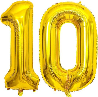 Gold 10 Number Balloons by [Brand Name] - 40 Inch Giant Balloons for 10th Birthday & Anniversary Celebrations