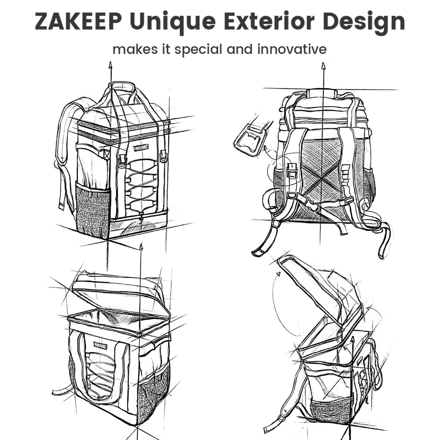 ZAKEEP Cooler Backpack, 36 Cans Multifunctional Leakproof Cooler Backpack with Padded Top Handle, Mesh Pocket for Camping BBQ (White)