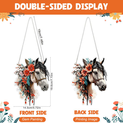 NAIMOER DIY Hanging Diamond Art Kits for Adults, Horse Diamond Painting Kits, Special Shaped Rhinestone, Acrylic 5D Gem Art Craft Window Pendants Home Garden Wall Hanging Ornament Kits